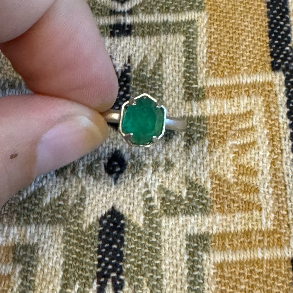 Silver KS Emerald Ring